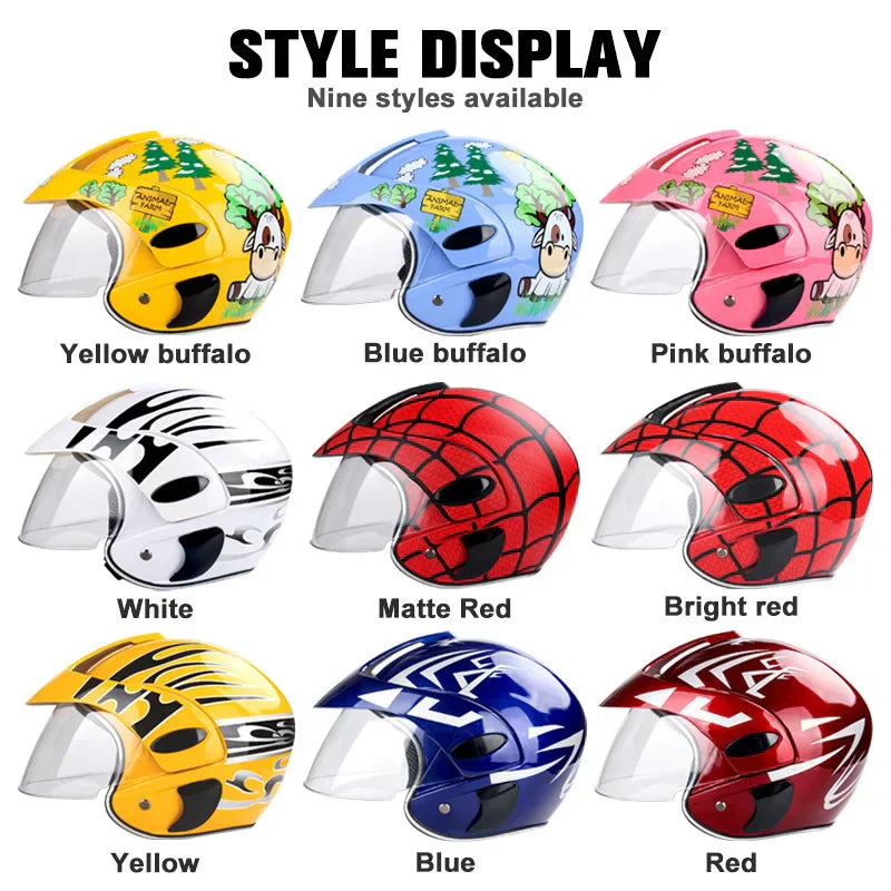 Kids Motocross Helmet Full Face ABS Lightweight Adjustable Straps Ages 3-9 Blaze Colors