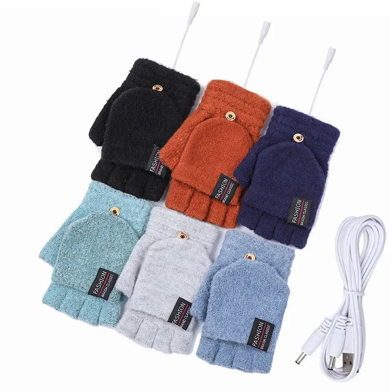 USB Rechargeable Heated Gloves Warm Wave Technology Unisex Knitted Winter Gloves One Size