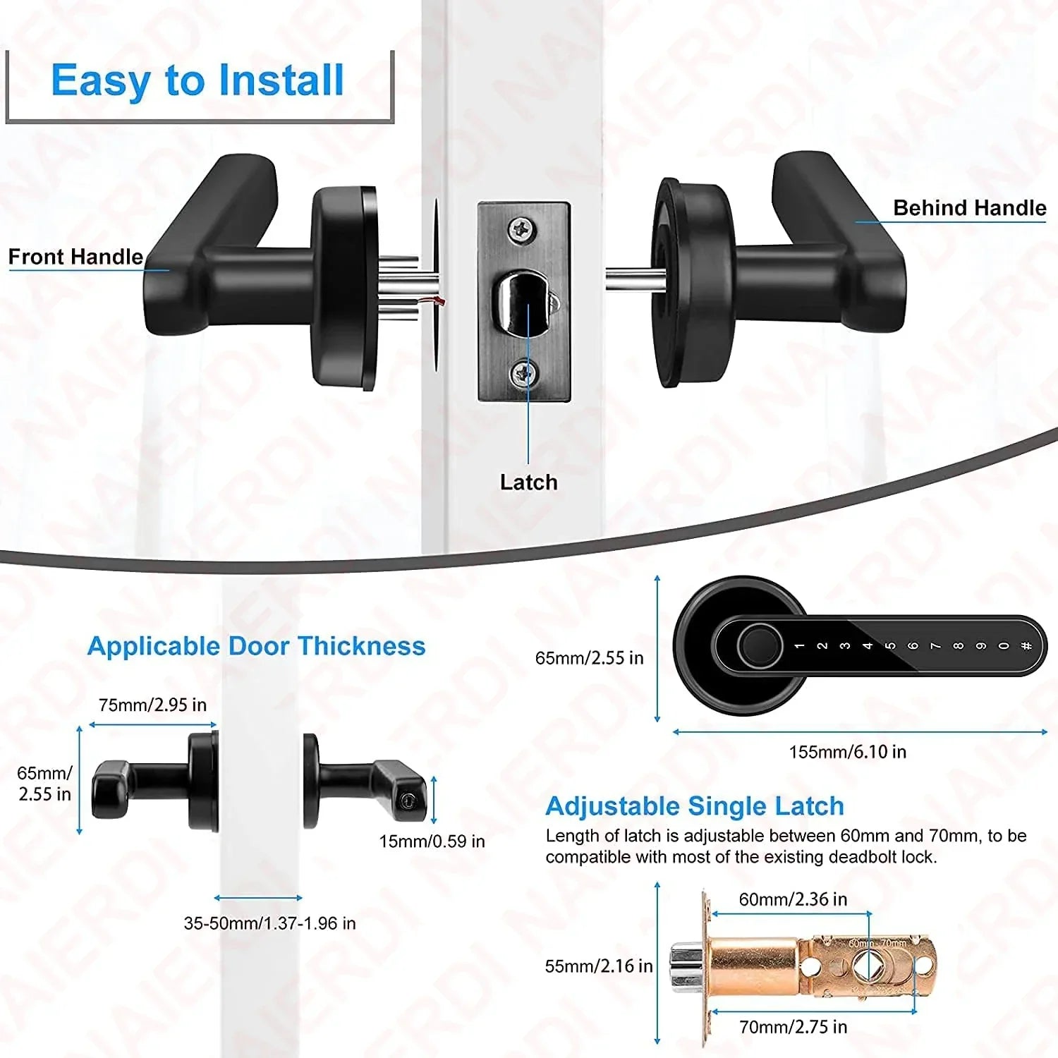 Electronic Fingerprint Door Lock with App Control Backup Power Keyless Entry