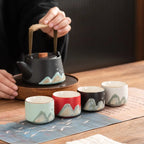 Hand-Painted Blue Ceramic Tea Set Porcelain Standard Size with Gift Box