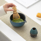 Japanese Matcha Bowl Set Ceramic Ombre Spout with Bamboo Whisk and Scoop Medium Size