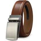 Men’s Genuine Leather Belt with Adjustable Ratchet Buckle for Casual and Formal Wear