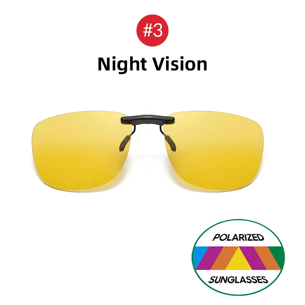 Clip-On Polarized Sunglasses UV400 with Square Frame for Prescription Glasses Driving Outdoor