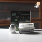 Japanese Ceramic Matcha Bowl Set 550ml Green with Pouring Spout and Whisk Holder for Tea Ceremony
