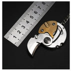 Mini Hiking Survival Keychain Tool Metal Compact with Knife Saw Fire Starter Compass