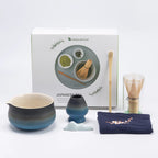 Japanese Matcha Tea Set Ceramic Bowl Bamboo Whisk Spoon Holder Strainer Traditional Green