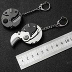 Mini Hiking Survival Keychain Tool Metal Compact with Knife Saw Fire Starter Compass