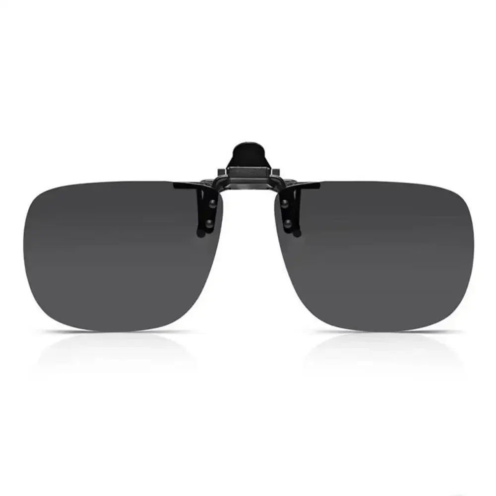 Polarized Clip-On Sunglasses Metal Vintage Square Frame UV400 Lens Glare Protection