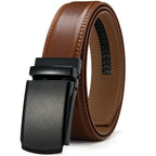 Men’s Genuine Leather Belt with Adjustable Ratchet Buckle for Casual and Formal Wear