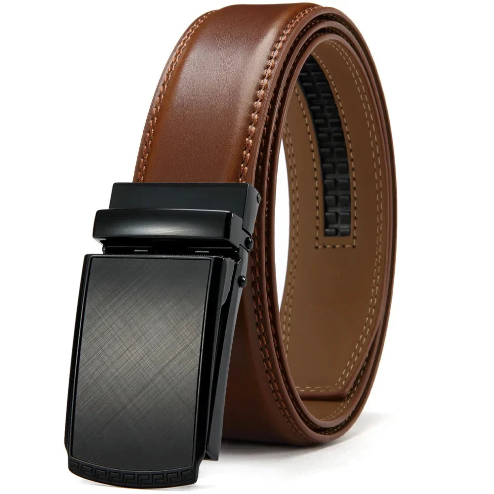 Men’s Genuine Leather Belt with Adjustable Ratchet Buckle for Casual and Formal Wear