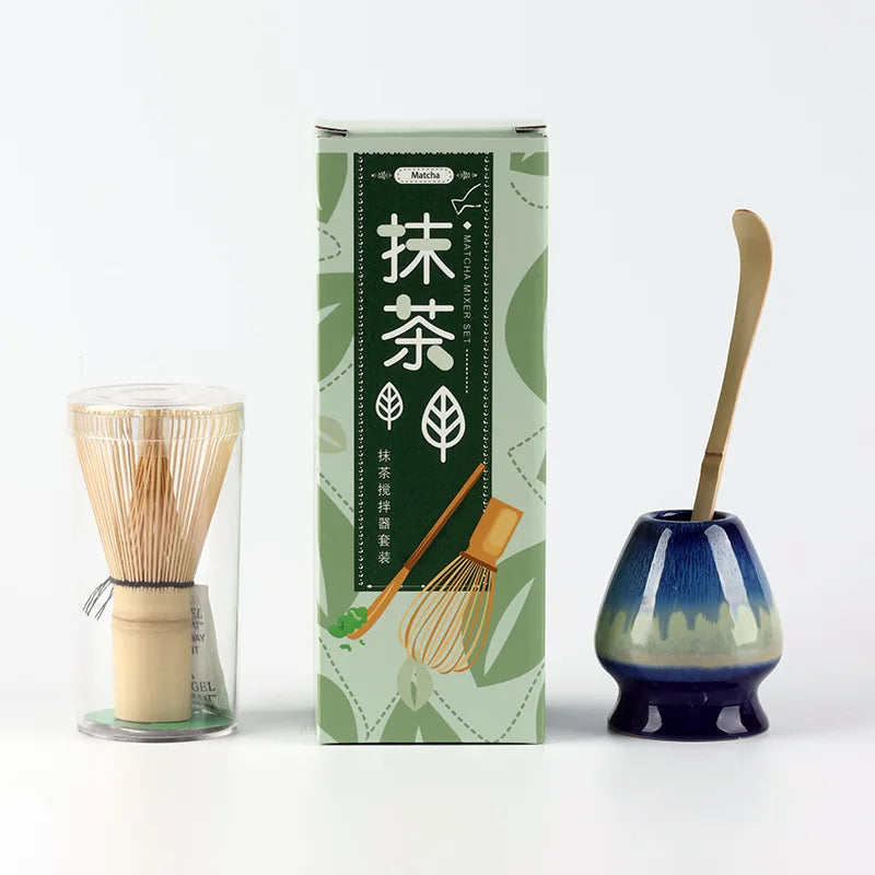 Bamboo Matcha Whisk Set 100-Prong Chasen with Scoop Eco-Friendly Tea Tool