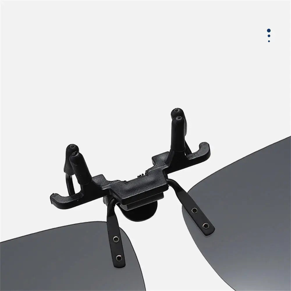 Polarized Clip-On Sunglasses Metal Vintage Square Frame UV400 Lens Glare Protection