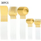 RefinedTable 30-Piece Cutlery Set Stainless Steel Dining Flatware Spoons Forks Knives