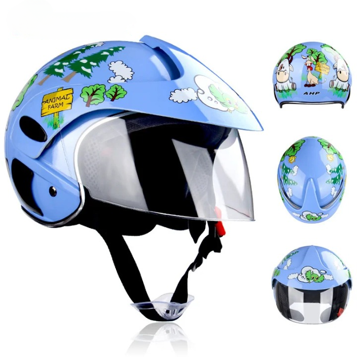 Kids Motocross Helmet Full Face ABS Lightweight Adjustable Straps Ages 3-9 Blaze Colors
