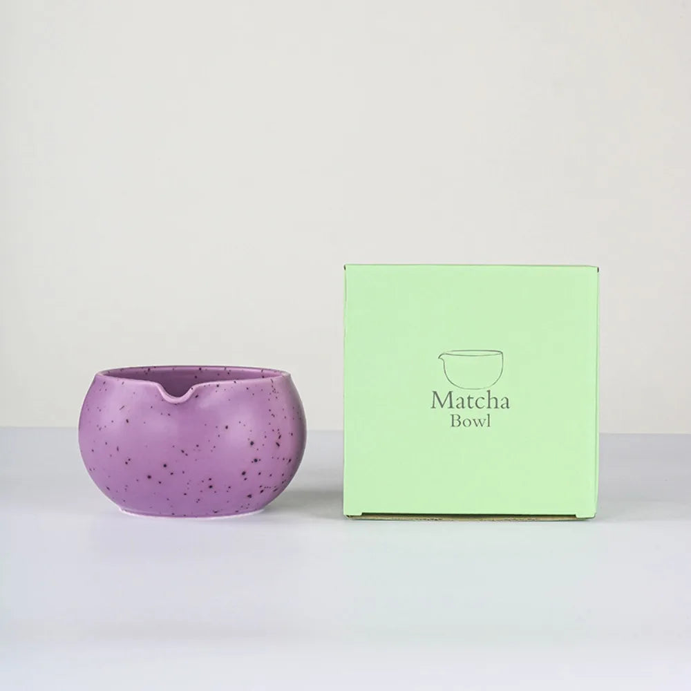 Ceramic Matcha Bowl with Pouring Spout 13.5cm Traditional Japanese Green Tea Chawan