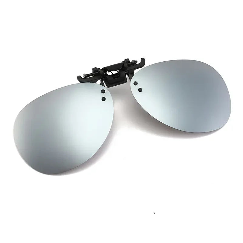 Polarized Clip-On Sunglasses Metal Vintage Square Frame UV400 Lens Glare Protection