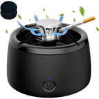 Rechargeable Smokeless Ashtray for Home Office Car Outdoor Use Compact Black
