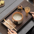 Matcha Tea Set 4 Pieces Bamboo Whisk Ceramic Bowl Cat Design Traditional Japanese Teaware