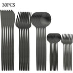 RefinedTable 30-Piece Cutlery Set Stainless Steel Dining Flatware Spoons Forks Knives