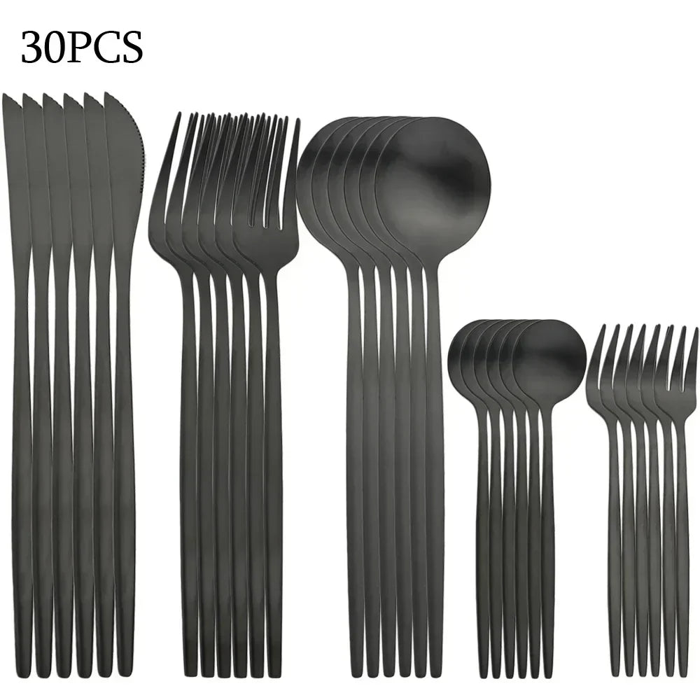 RefinedTable 30-Piece Cutlery Set Stainless Steel Dining Flatware Spoons Forks Knives