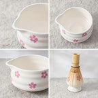 Cherry Blossom Ceramic Matcha Tea Set 5-Piece with Whisk Standard Size