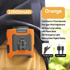 Portable Waist Fan with Power Bank 20000mAh, Hanging Neck Fan, LED Light, Strong Wind for Outdoor Work Sports