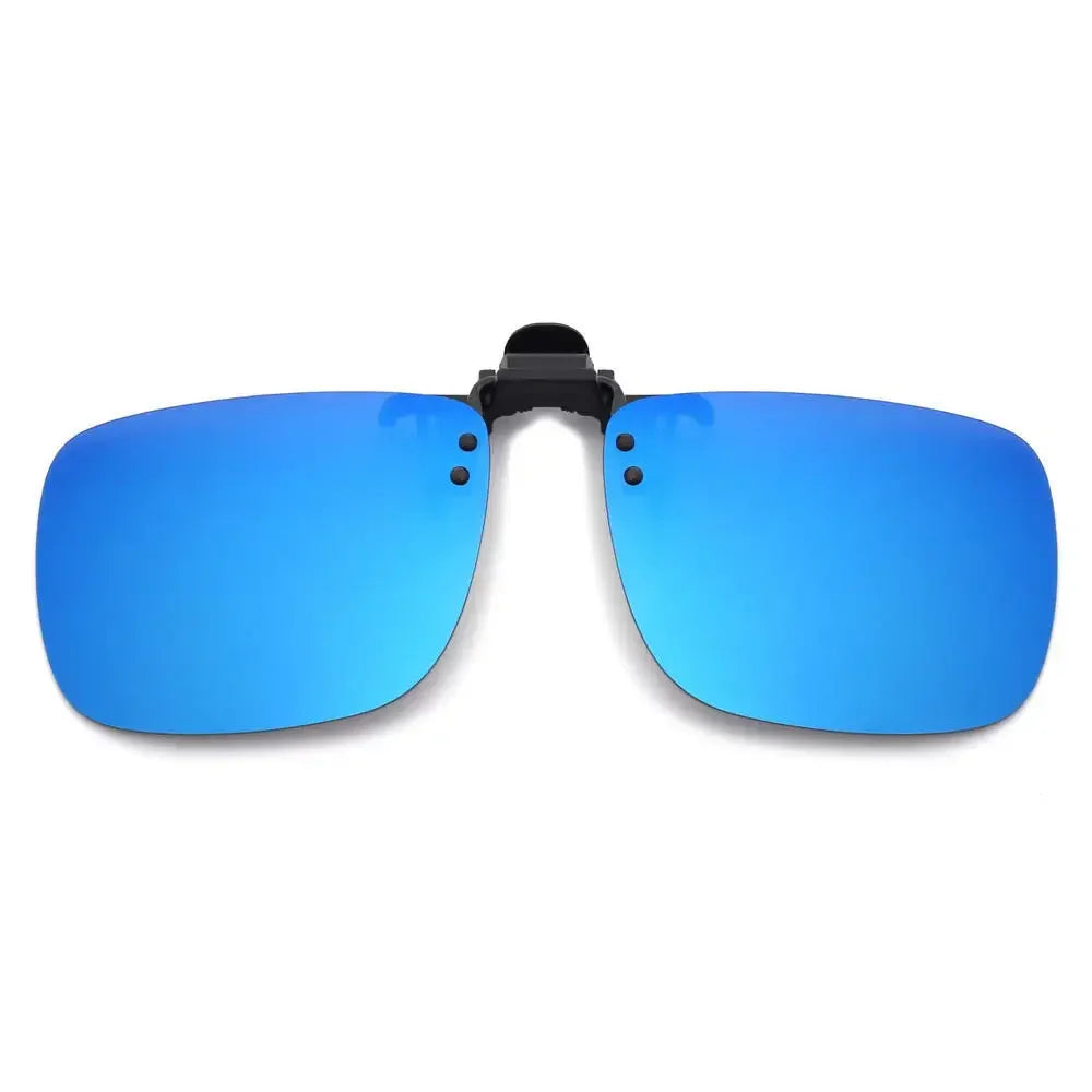 Polarized Clip-On Sunglasses Metal Vintage Square Frame UV400 Lens Glare Protection