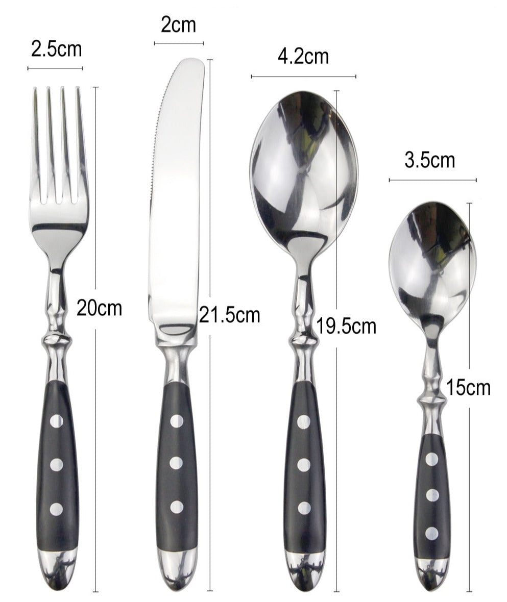 Nietengriff Stainless Steel Cutlery Set with Rivet Handles 4-Piece Fork Knife Spoon Set
