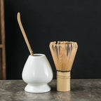 Traditional Matcha Tea Set Bamboo and Ceramic Green Includes Bowl Whisk Scoop Sifter