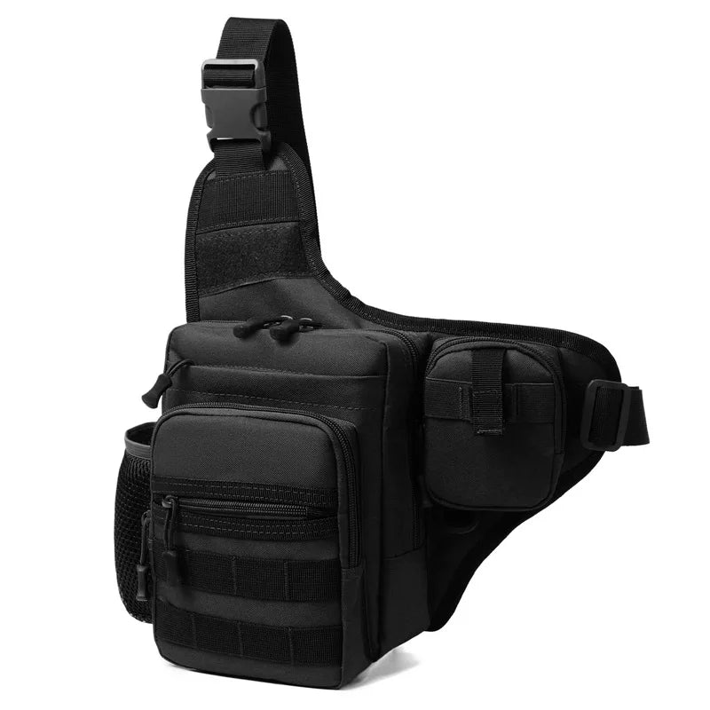 Multi-Pocket Compact Hiking Chest Bag 600D Oxford Nylon Water Resistant Crossbody Shoulder Bag