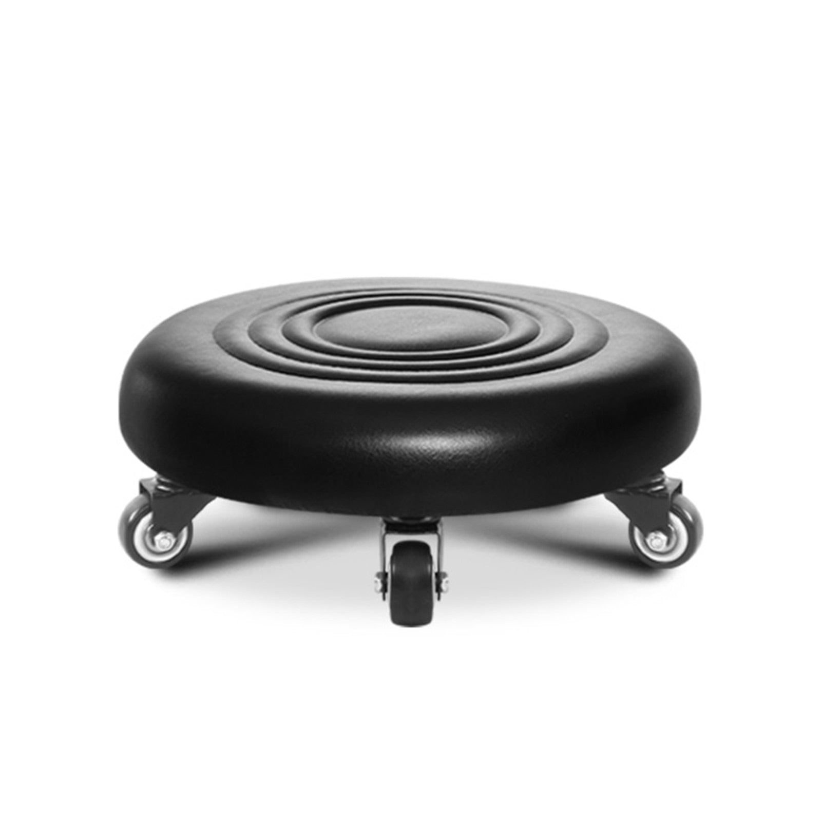 360 Degree Rotating Rolling Stool with PU Leather Cushion and Adjustable Height, Black Blue Red