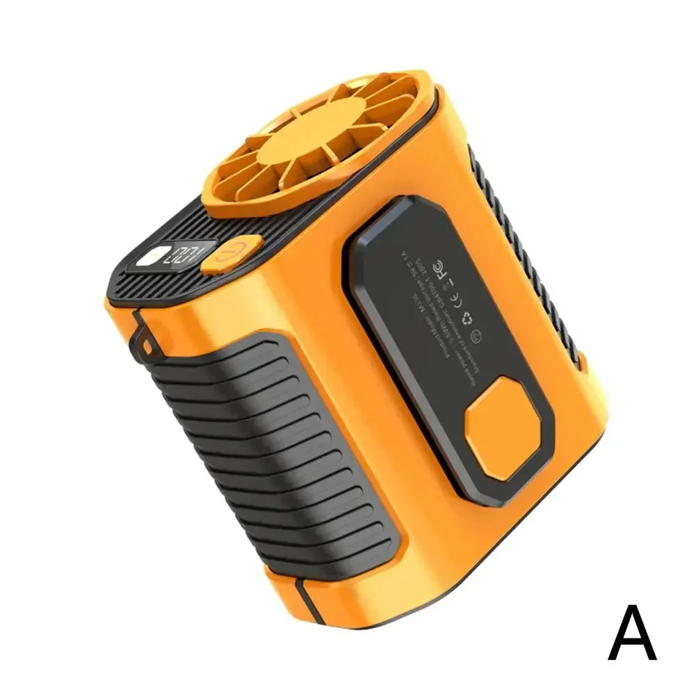 Portable Waist Fan with 5000mAh Battery, Hands-Free Neck and Belt Clip Fan with LED Light and Power Bank