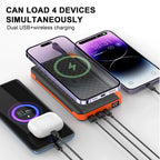 Solar Fast Charging Portable Power Bank 20000mAh Large Capacity Solar Charger with Compass and Lanyard