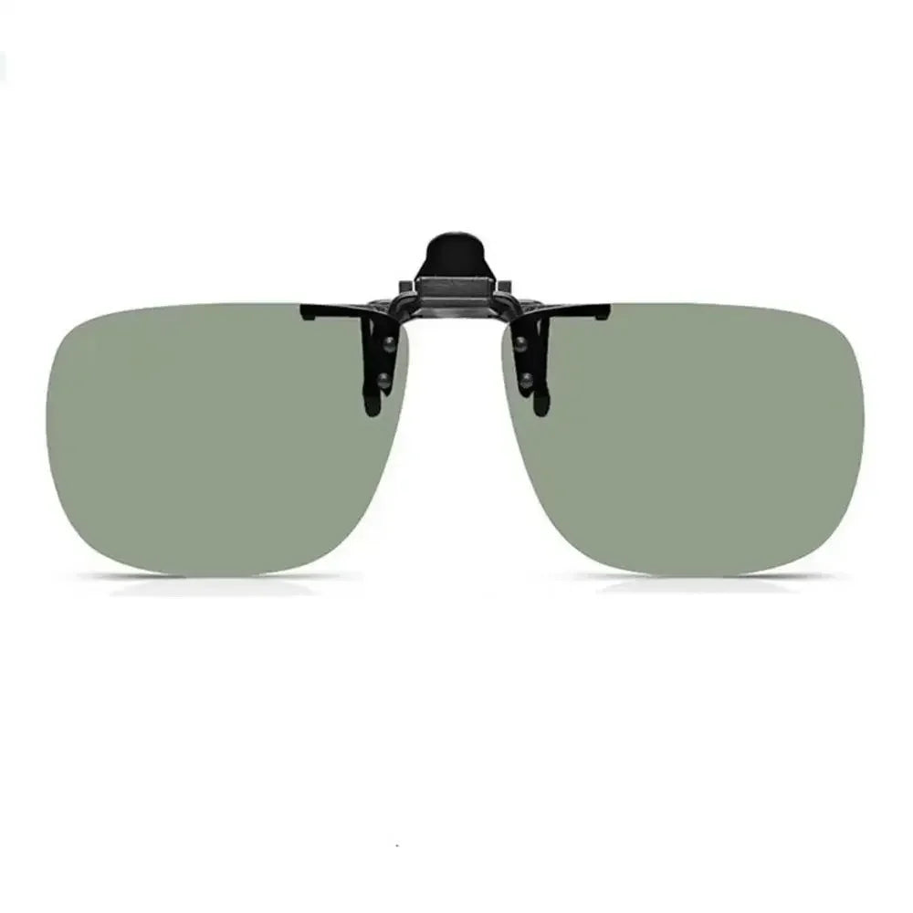 Polarized Clip-On Sunglasses Metal Vintage Square Frame UV400 Lens Glare Protection