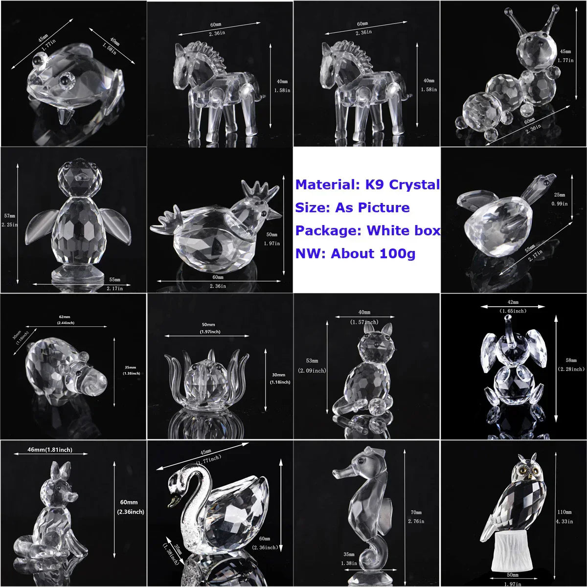 Animal Crystal Paperweight Figurines Modern Decorative Office Desk Accessories