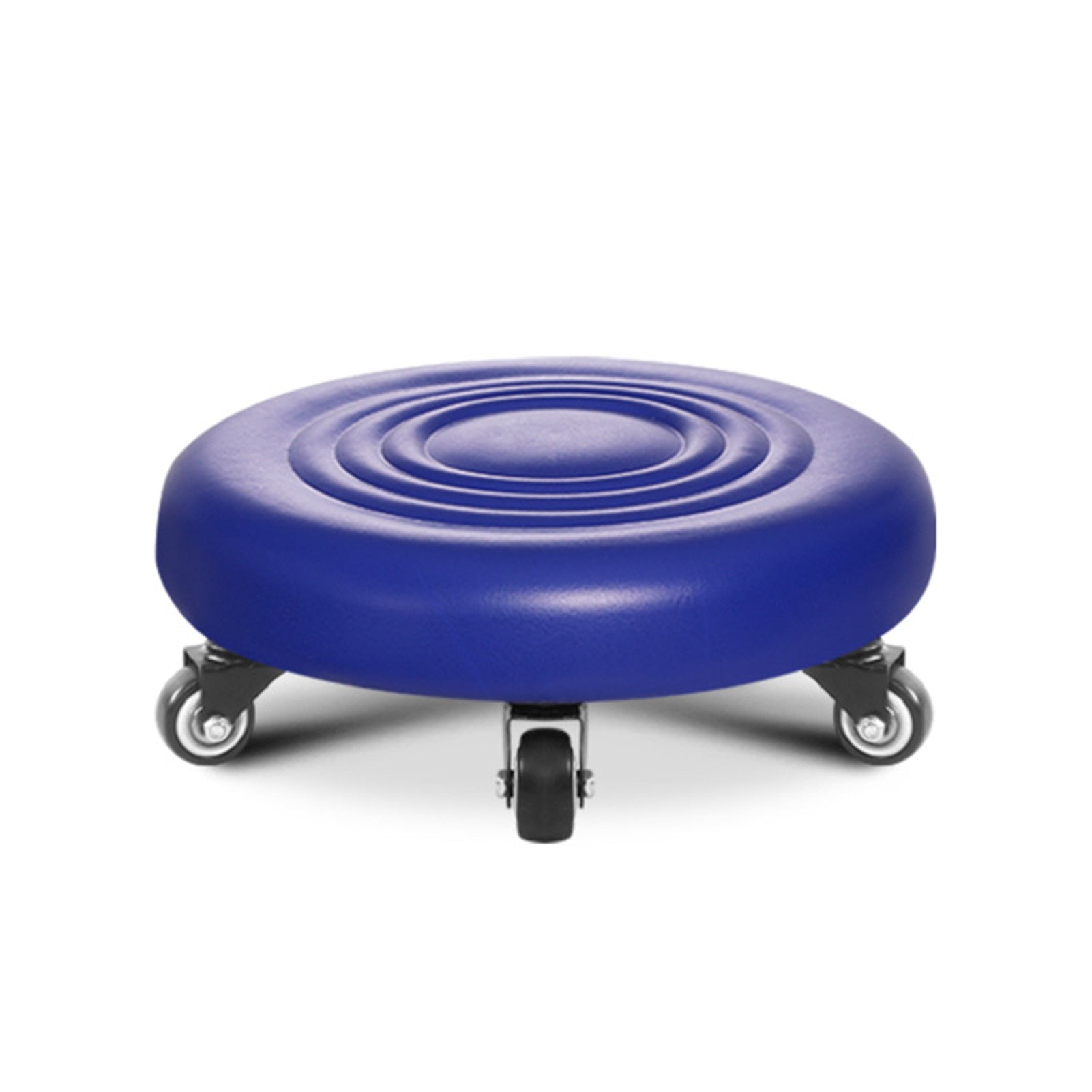 360 Degree Rotating Rolling Stool with PU Leather Cushion and Adjustable Height, Black Blue Red