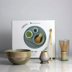 Ceramic Matcha Tea Set with Bamboo Whisk 4-Piece Traditional Japanese Tea Ceremony Kit Green