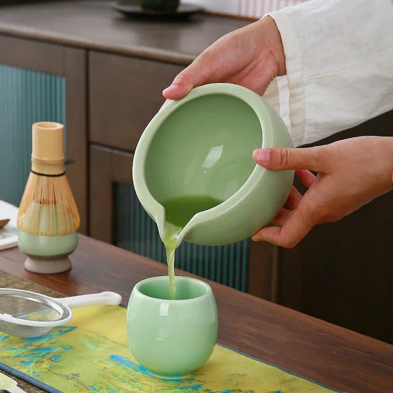 Complete Matcha Tea Set 10-Piece Bamboo Ceramic Stainless Steel Japanese Tea Tools