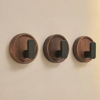 Self-Adhesive Walnut Wood Wall Hooks Round Decorative Key Towel Coat Holder for Bathroom Kitchen Hallway