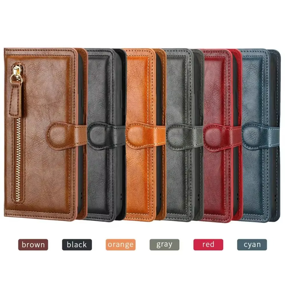 Premium Leather iPhone Flip Wallet Case with Card Slots and Stand Compatible with iPhone 11 to 16 Pro Max