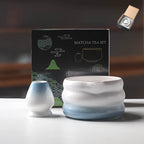 Japanese Ceramic Matcha Bowl Set 550ml Green with Pouring Spout and Whisk Holder for Tea Ceremony