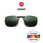 Clip-On Polarized Sunglasses UV400 with Square Frame for Prescription Glasses Driving Outdoor