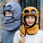 Thermal Windproof Face Covering Beanie Soft Cotton Polyester Blend Winter Hat