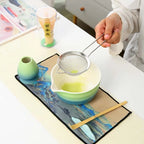 Matcha Tea Gift Set Bamboo and Ceramic Tea Making Kit 2 or 7 Pieces Natural Finish