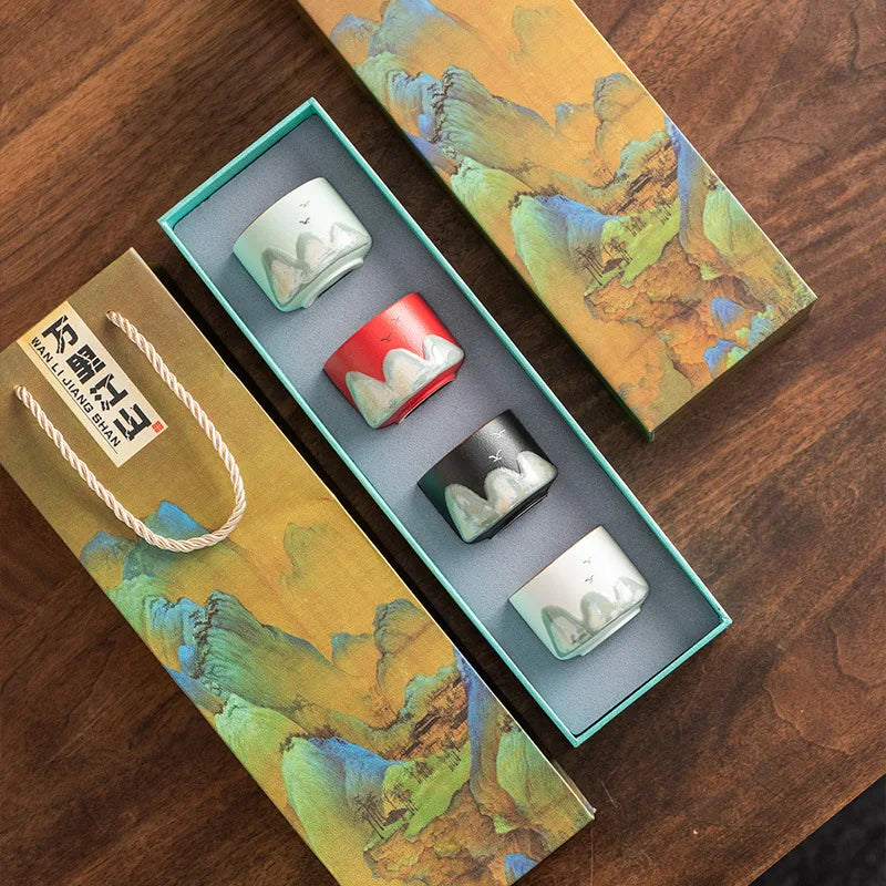 Hand-Painted Blue Ceramic Tea Set Porcelain Standard Size with Gift Box