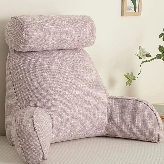 Ergonomic Back Cushion with Adjustable Headrest and Soft Armrests for Neck Support