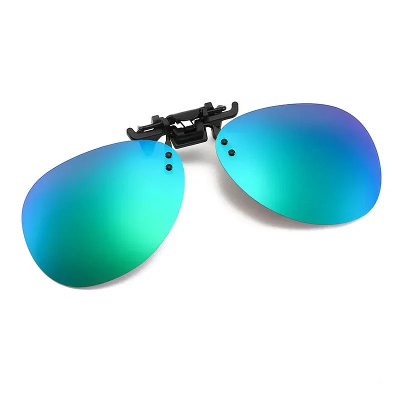 Polarized Clip-On Sunglasses Metal Vintage Square Frame UV400 Lens Glare Protection