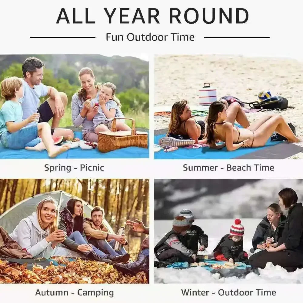 TerraLoom Beach Blanket 210x200 cm Sand-Resistant Waterproof Lightweight Large Outdoor Mat