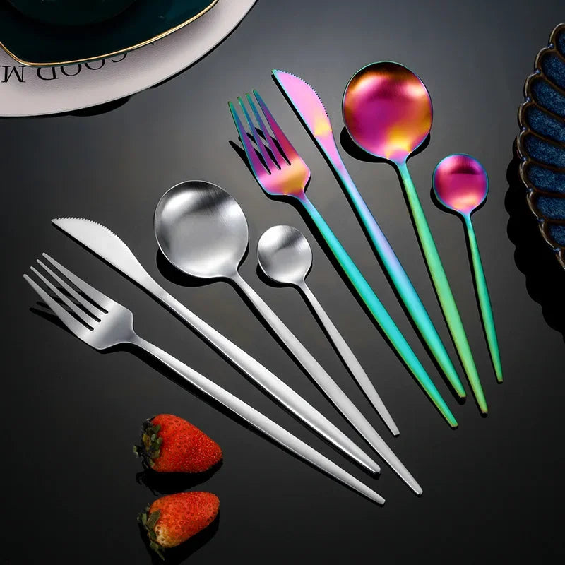 RefinedTable 30-Piece Cutlery Set Stainless Steel Dining Flatware Spoons Forks Knives