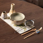 7-Piece Ceramic Matcha Tea Set Green Traditional Bowl Whisk Scoop for Tea Ceremony
